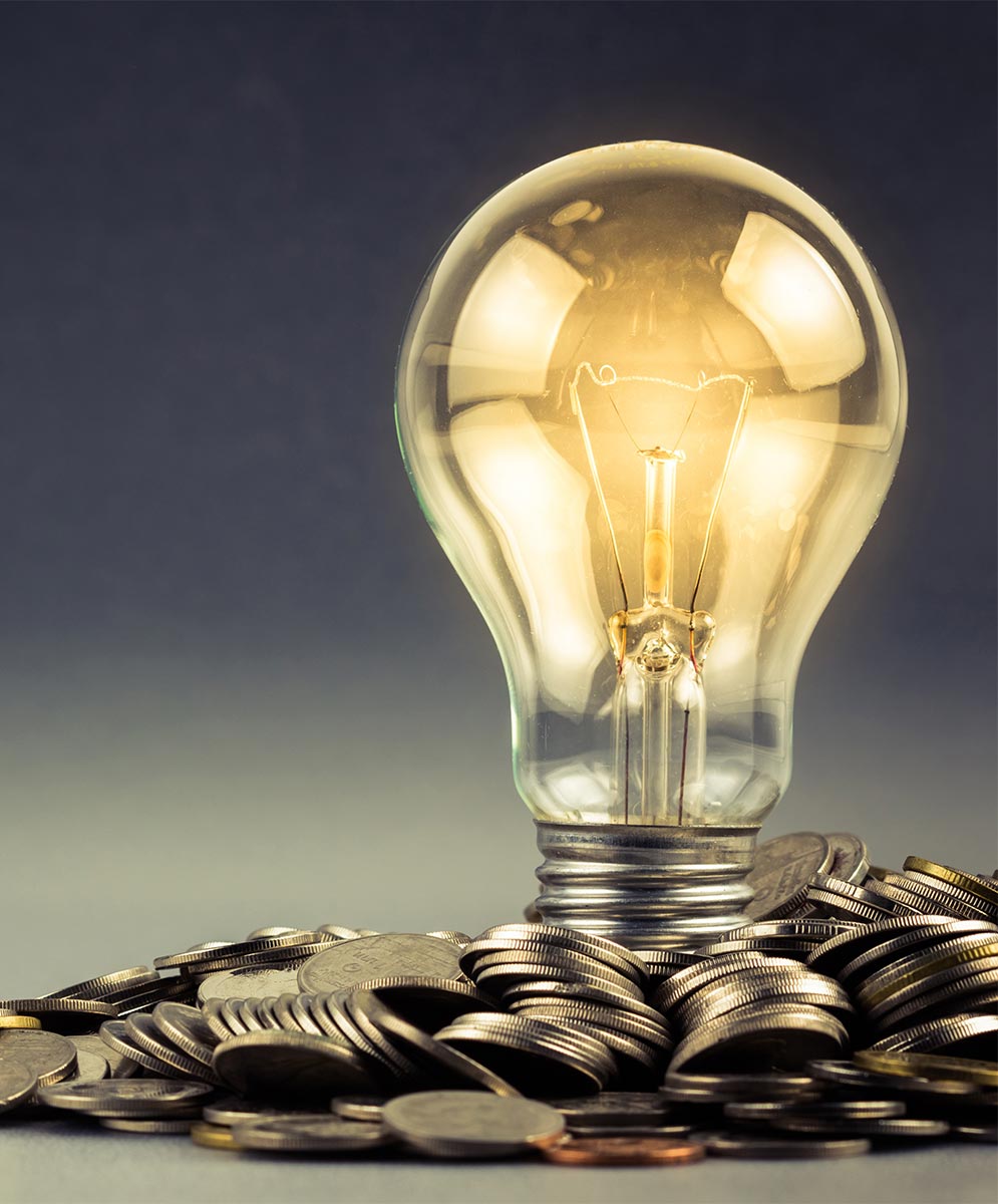 lightbulb with coins